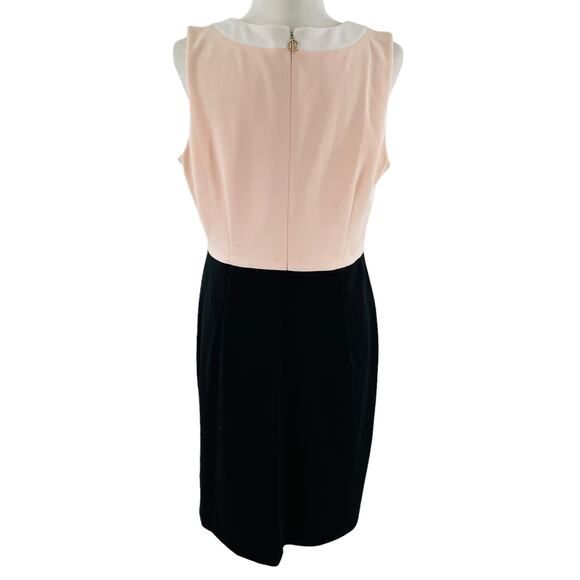 Tommy Hilfiger Pink Black Color Block Sleeveless Classic Sheath Dress Plus 14 - Picture 4 of 14